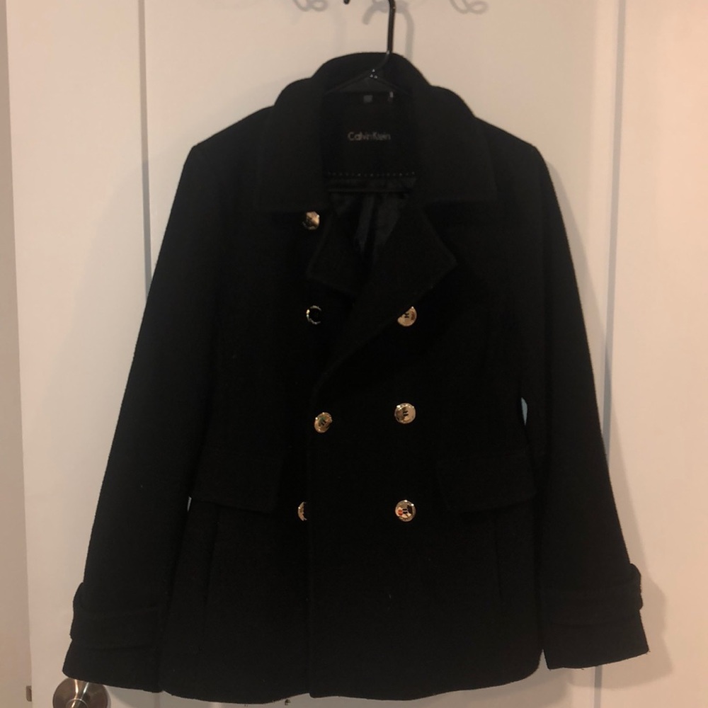 Calvin Klein pea coat with gold buttons